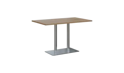 RGT 52 stůl hranatý, noha trubková, nerez, deska 25 mm, široký 1200 mm, dub bardolino